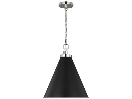Visual Comfort Studio Wellfleet 1-Light Midnight Black Polished Nickel Pendant