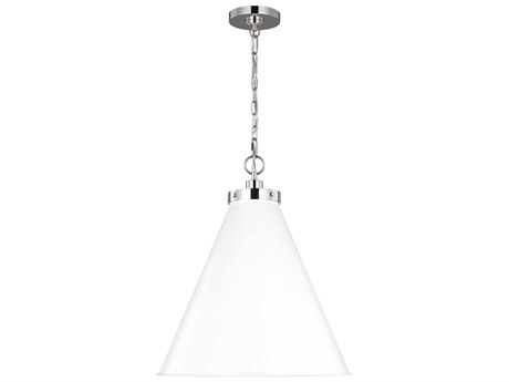 Visual Comfort Studio Wellfleet 1-Light Matte White Polished Nickel Pendant