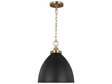 Visual Comfort Studio Wellfleet 1-Light Midnight Black Burnished Brass Dome Pendant