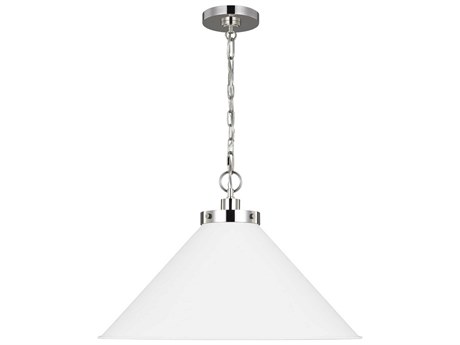 Visual Comfort Studio Wellfleet 1-Light Matte White Polished Nickel Pendant