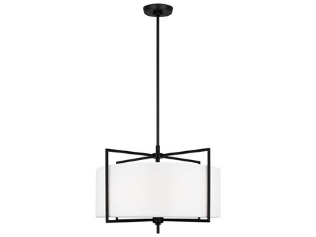 Visual Comfort Studio Perno 4-Light Aged Iron Black Drum Pendant