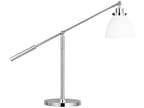 Visual Comfort Studio Wellfleet Matte White Polished Nickel Steel Desk Lamp