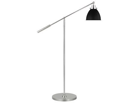 Visual Comfort Studio Wellfleet Midnight Black Polished Nickel Steel Floor Lamp
