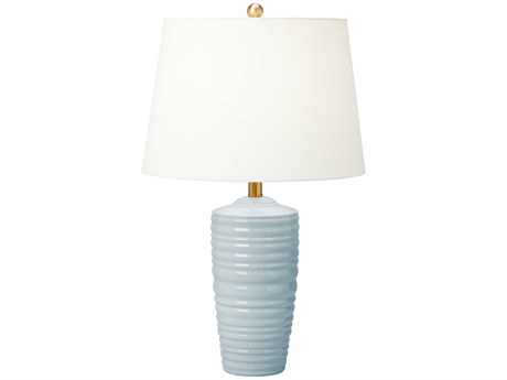 Visual Comfort Studio Waveland Frosted Anglia White Linen Fabric Blue Buffet Lamp