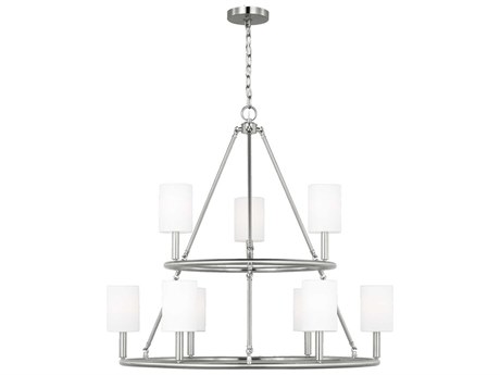 Visual Comfort Studio Egmont 9-Light Brushed Steel Chandelier