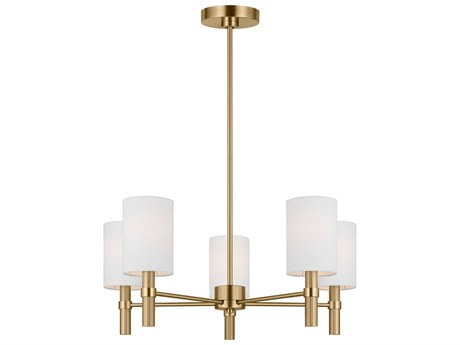 Visual Comfort Studio Manor 5-Light Satin Brass Cylinder Chandelier