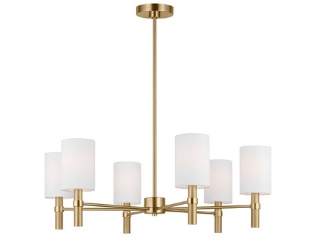 Visual Comfort Studio Manor 6-Light Satin Brass Cylinder Chandelier