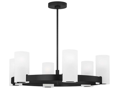 Visual Comfort Studio Rhode 6-Light Midnight Black Cylinder Chandelier