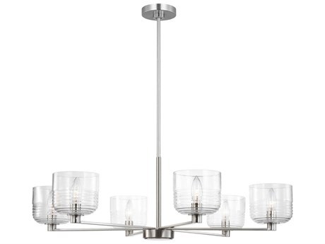 Visual Comfort Studio Lochdale 6-Light Brushed Nickel Candelabra Chandelier