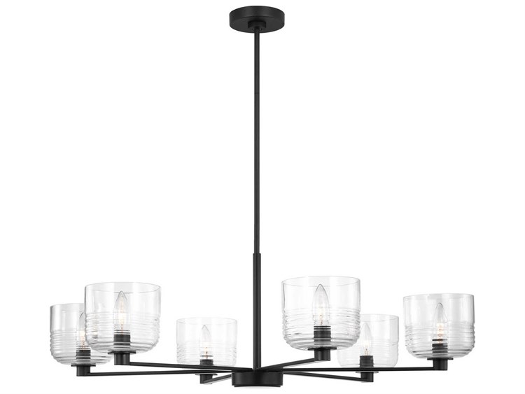 Photos - Chandelier / Lamp Wide Visual Comfort Studio Lochdale 6-Light Midnight Black Candelabra Chandelier DJC1216MBK