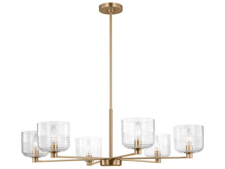 Photos - Chandelier / Lamp Wide Visual Comfort Studio Lochdale 6-Light Satin Brass Candelabra Chandelier DJC1216SB 