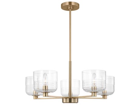Visual Comfort Studio Lochdale 5-Light Satin Brass Candelabra Chandelier