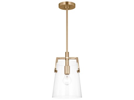 Visual Comfort Studio Crofton 1-Light Satin Brass Cylinder Mini Pendant
