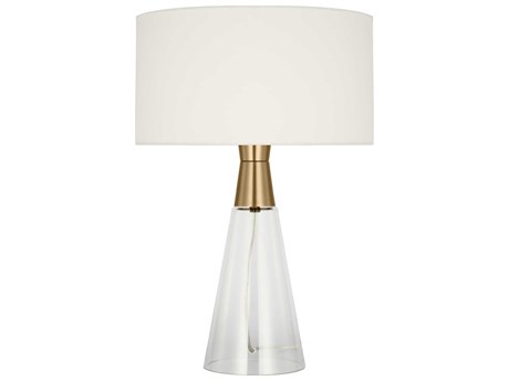Visual Comfort Studio Pender Satin Brass White Linen Table Lamp