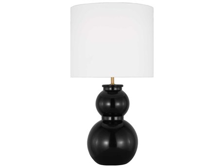 Visual Comfort Studio Buckley Gloss Black White Linen Buffet Lamp