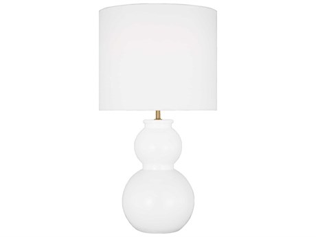 Visual Comfort Studio Buckley Gloss White Linen Buffet Lamp