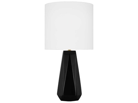 Visual Comfort Studio Moresby Gloss Black White Linen Table Lamp