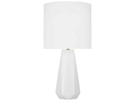 Visual Comfort Studio Moresby Gloss White Linen Table Lamp
