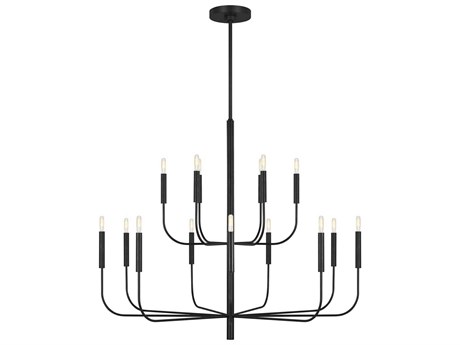Visual Comfort Studio Brianna 15-Light Aged Iron Black Candelabra Chandelier