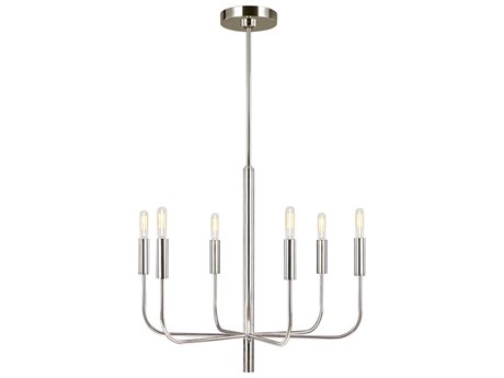Visual Comfort Studio Brianna 6-Light Polished Nickel Candelabra Chandelier