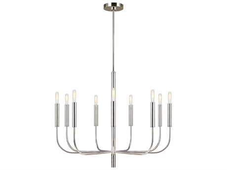 Visual Comfort Studio Brianna 9-Light Polished Nickel Candelabra Chandelier