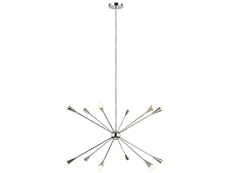 Visual Comfort Studio Jax 12-Light Polished Nickel Candelabra Sputnik Chandelier