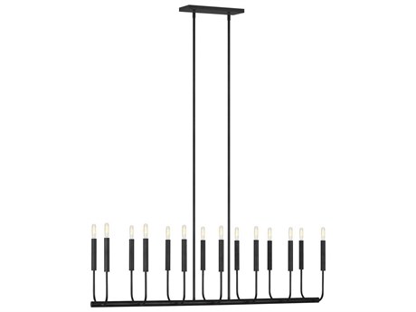 Visual Comfort Studio Brianna 14-Light Aged Iron Black Linear Island Pendant