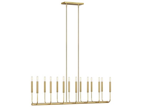 Visual Comfort Studio Brianna 14-Light Burnished Brass Linear Island Pendant
