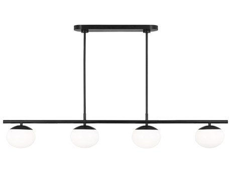 Visual Comfort Studio Lune 4-Light Aged Iron Black Globe Linear Island Pendant
