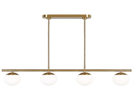 Visual Comfort Studio Lune 4-Light Burnished Brass Globe Linear Island Pendant