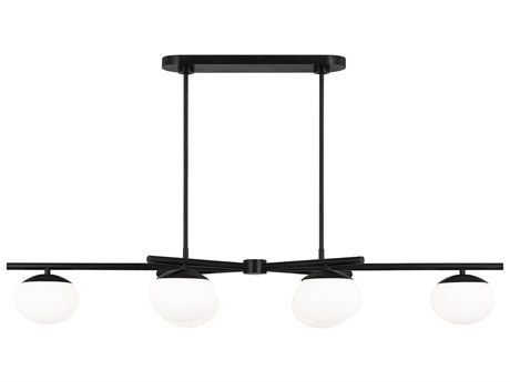 Visual Comfort Studio Lune 6-Light Aged Iron Black Globe Linear Island Pendant