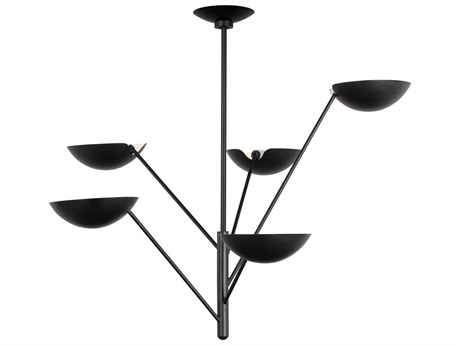 Visual Comfort Studio Nevel 5-Light Aged Iron Black Bowl Chandelier