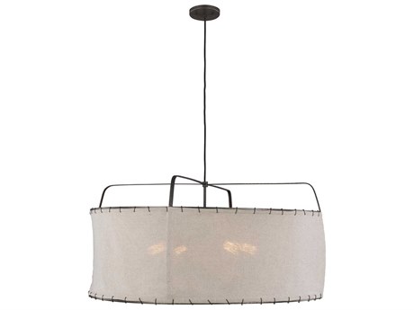 Visual Comfort Studio Dunne 4-Light Aged Iron Black Drum Pendant