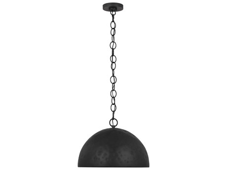 Visual Comfort Studio Whare 1-Light Aged Iron Black Dome Pendant