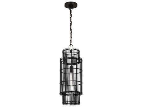 Visual Comfort Studio Elio 1-Light Aged Iron Black Cylinder Mini Pendant