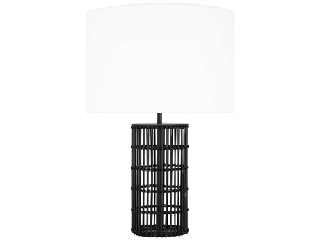 Visual Comfort Studio Elio Aged Iron White Linen Fabric Black Buffet Lamp