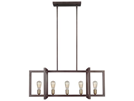 Visual Comfort Studio Finnegan 5-Light New World Bronze Geometric Linear Island Pendant