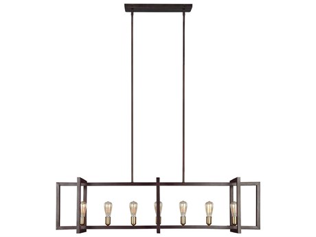 Visual Comfort Studio Finnegan 7-Light New World Bronze Geometric Linear Island Pendant