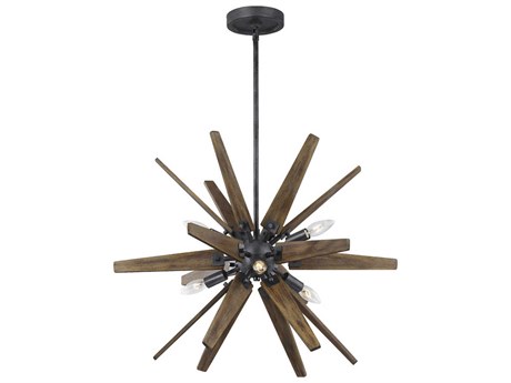Visual Comfort Studio Thorne 6-Light Dark Weathered Zinc Oak Brown Candelabra Sputnik Chandelier