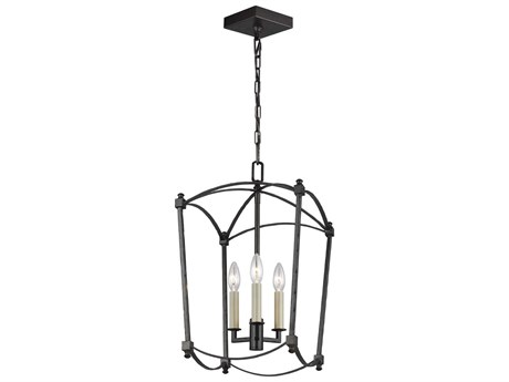 Visual Comfort Studio Thayer 3-Light Smith Steel Candelabra Lantern Chandelier