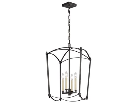 Visual Comfort Studio Thayer 4-Light Smith Steel Candelabra Lantern Chandelier