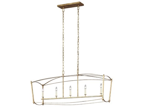 Visual Comfort Studio Thayer 5-Light Antique Gild Gold Linear Island Pendant
