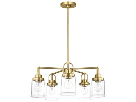 Visual Comfort Studio Anders 5-Light Satin Brass Cylinder Chandelier