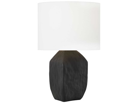 Visual Comfort Studio Sybert Rough Black White Linen Buffet Lamp