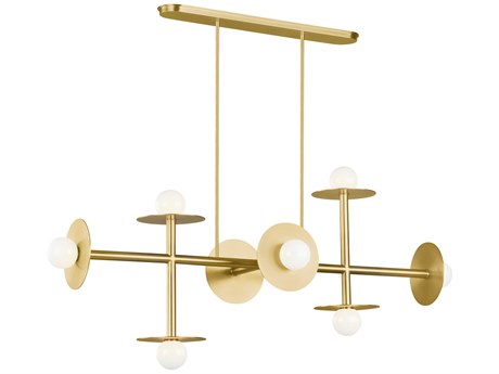 Visual Comfort Studio Nodes 8-Light Burnished Brass Globe Linear Island Pendant