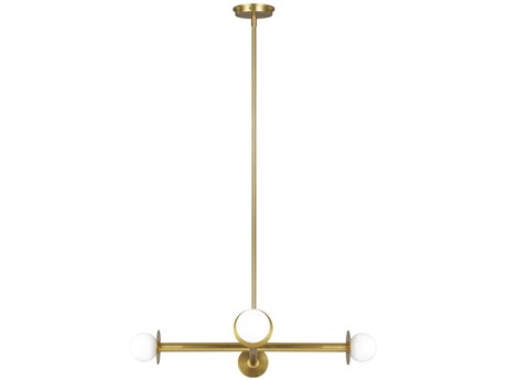 Visual Comfort Studio Nodes 4-Light Burnished Brass Globe Linear Chandelier