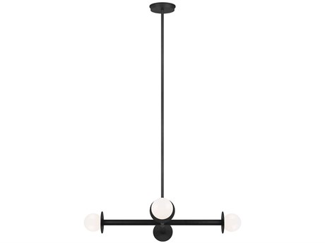 Visual Comfort Studio Nodes 4-Light Midnight Black Globe Linear Chandelier