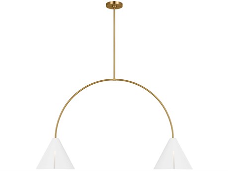 Visual Comfort Studio Cambre 2-Light Matte White Burnished Brass Island Pendant