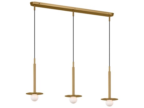 Visual Comfort Studio Nodes 3-Light Burnished Brass Linear Island Pendant