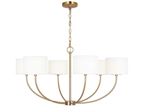 Visual Comfort Studio Sawyer 6-Light Burnished Brass Drum Chandelier